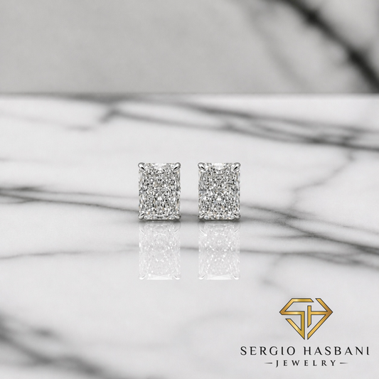 14K 2.00CT VS1 Lab Diamond RADIANT Stud Earrings