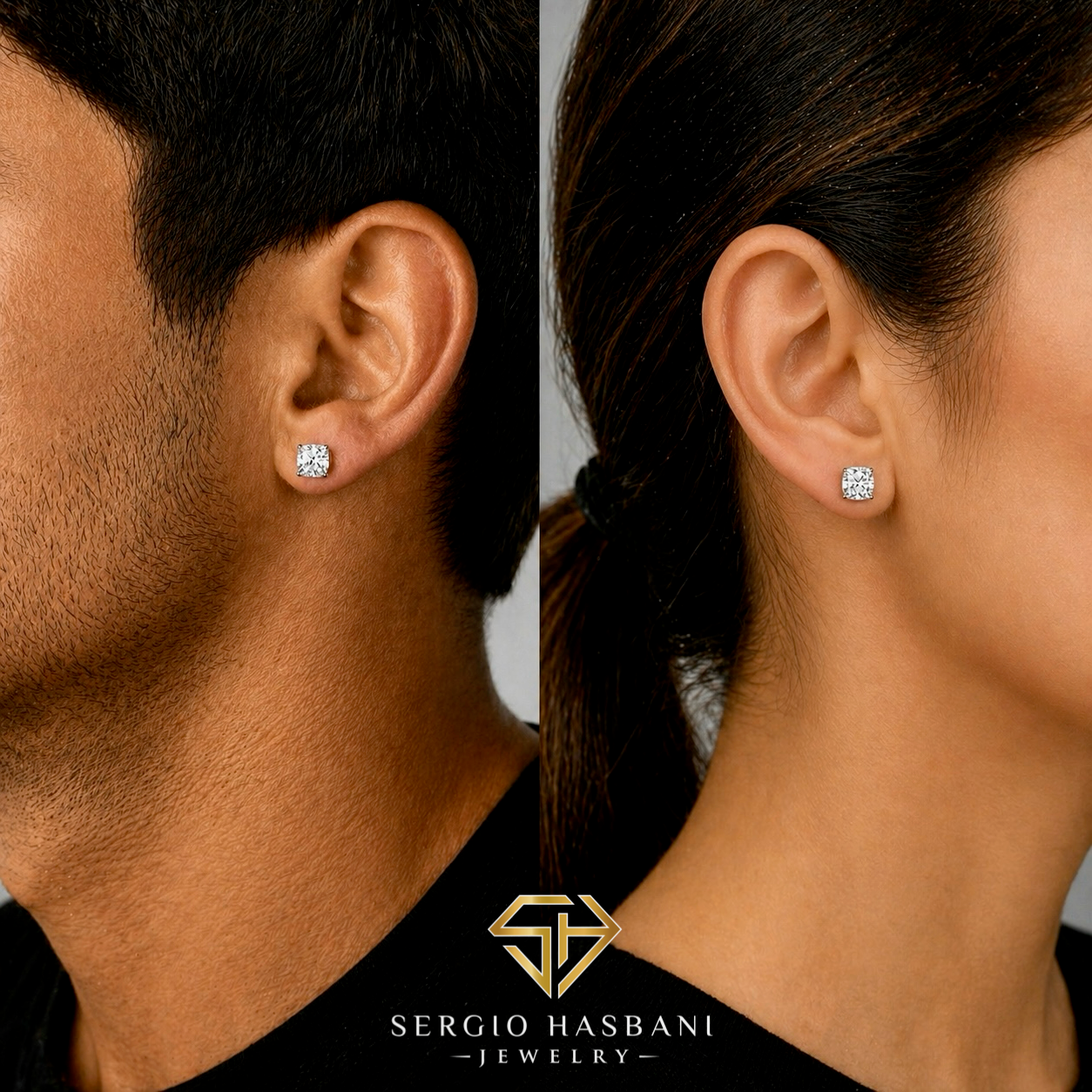 10K 2.00CT VS1 Lab Diamond CUSHION Stud Earrings
