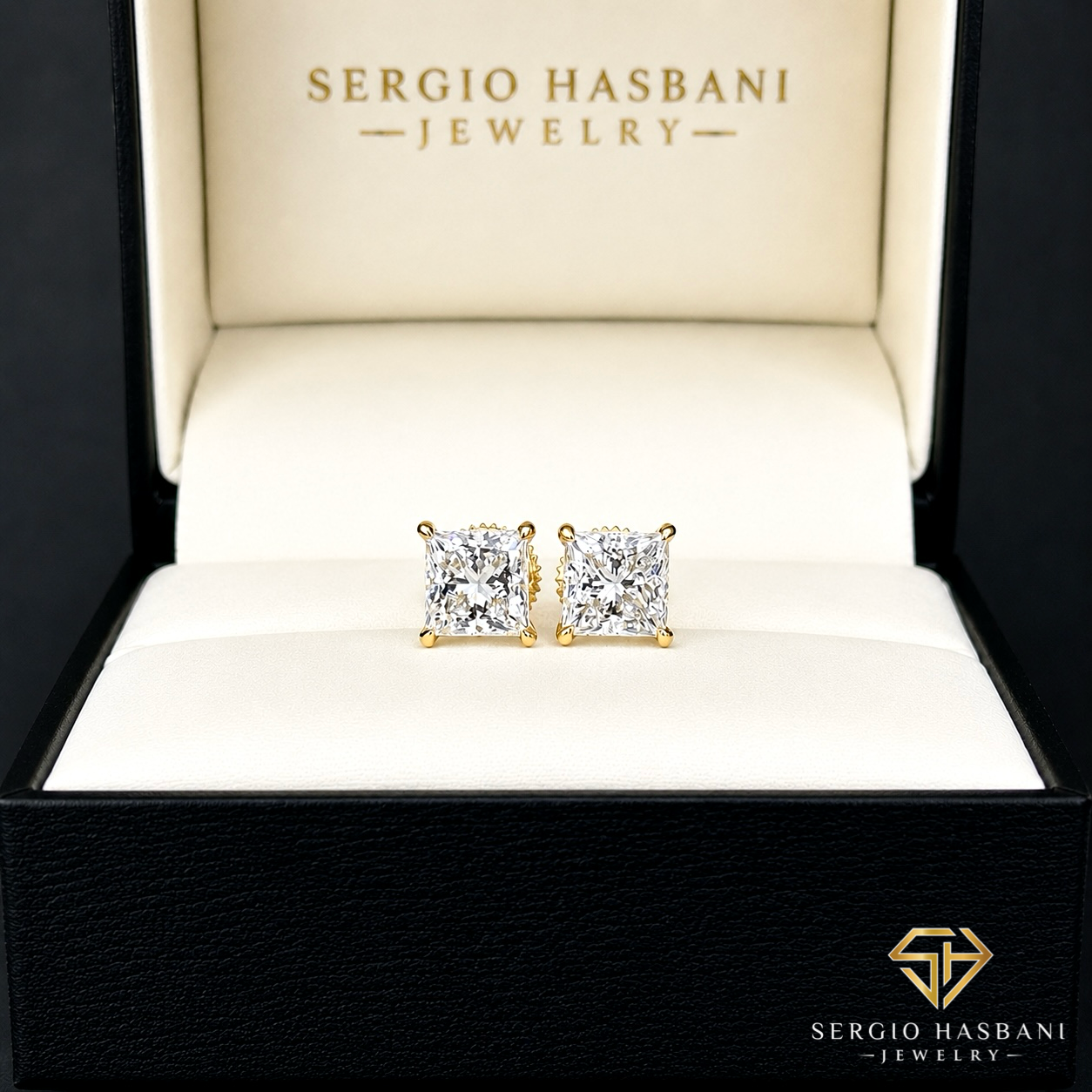 10K 2.00CT VS1 Lab Diamond PRINCESS Stud Earrings