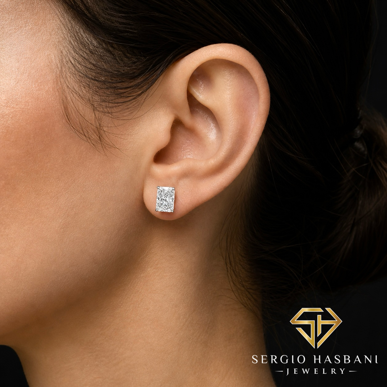 14K 2.00CT VS1 Lab Diamond RADIANT Stud Earrings