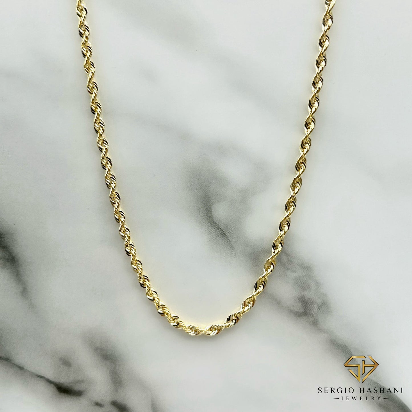 10K 2.2MM Laser Cut Rope Chain