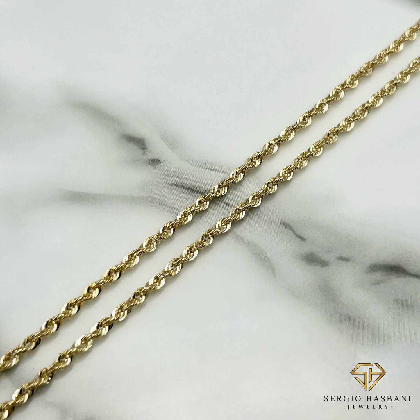 10K 2.2MM Laser Cut Rope Chain