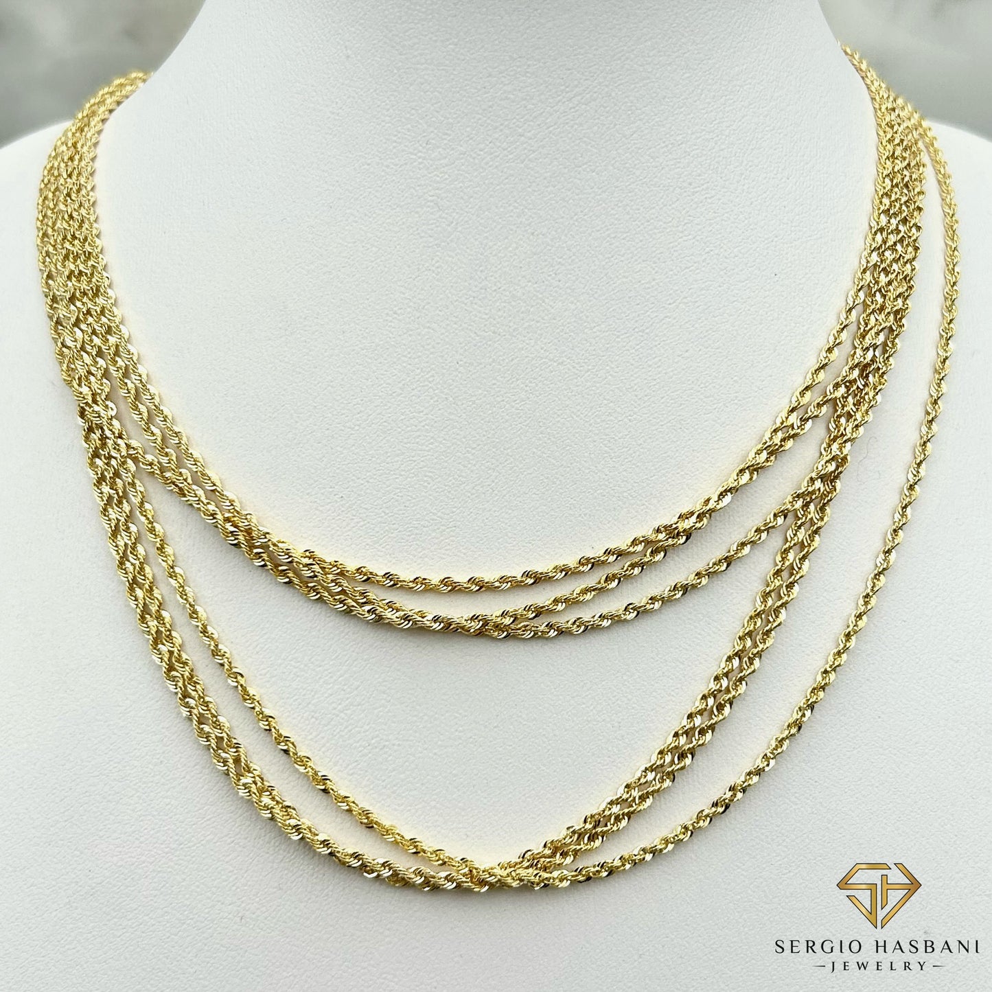 10K 2.2MM Laser Cut Rope Chain