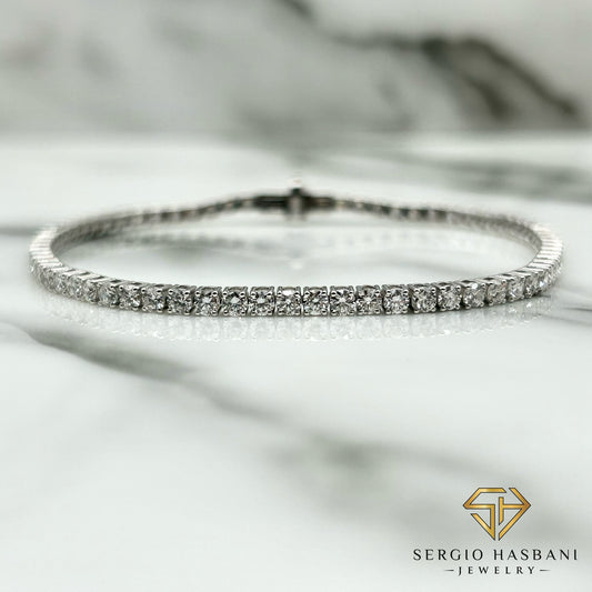 10K 2.4MM VVS Lab Diamond Tennis Bracelet
