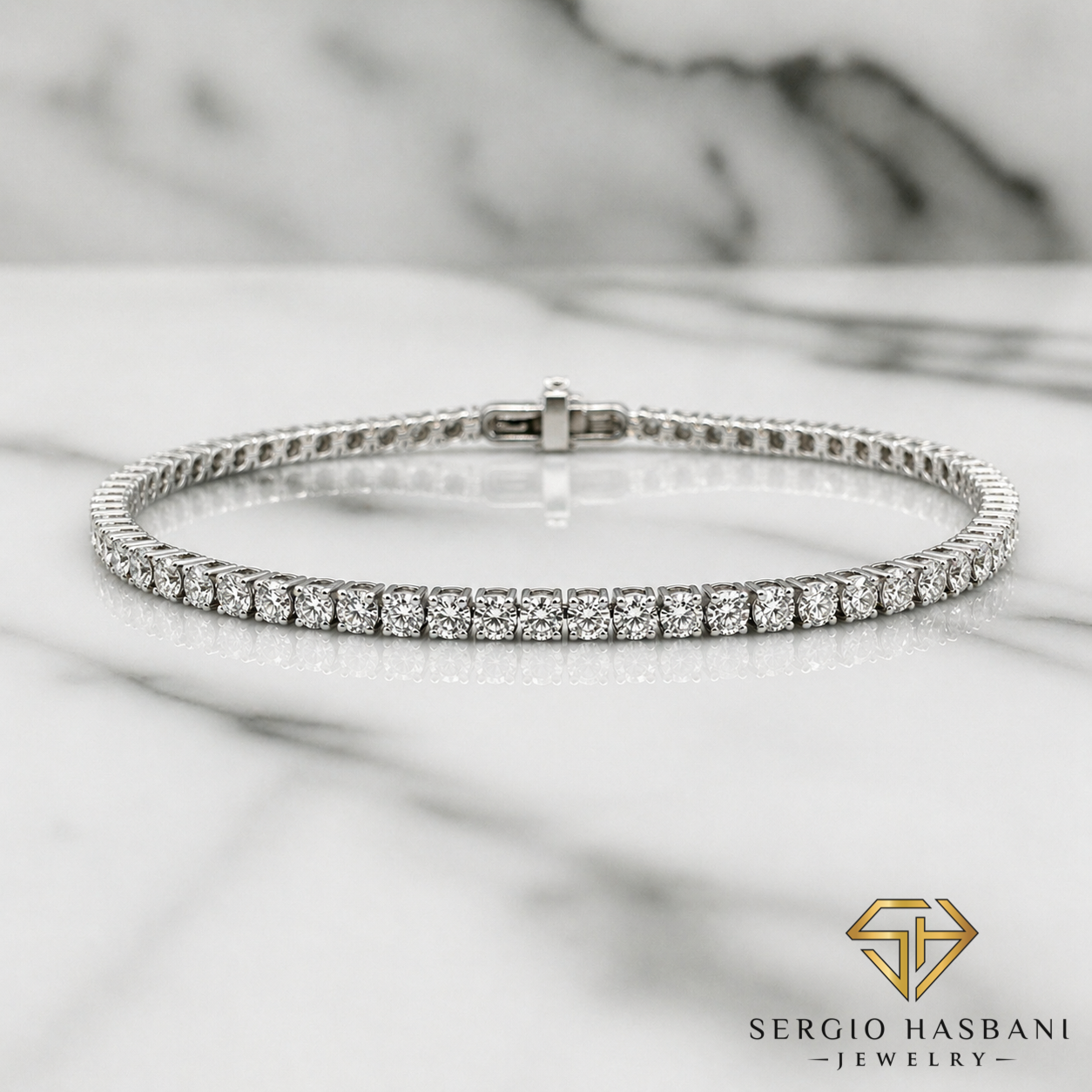 10K 2.4MM VVS Lab Diamond Tennis Bracelet