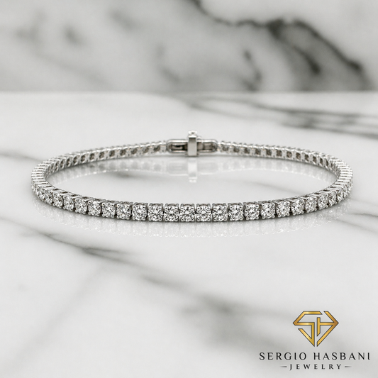 10K 2.4MM VVS Lab Diamond Tennis Bracelet