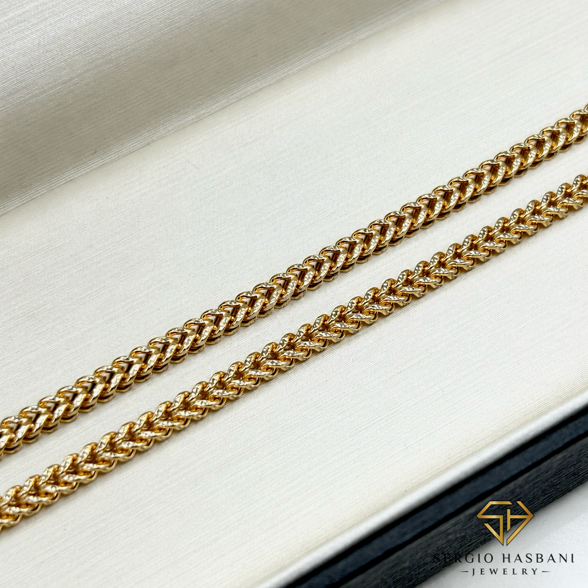 10K 2.5MM Franco 2Tone Diamond Cut Chain