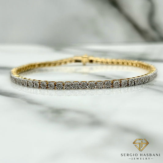 10K 2.6MM Illusion Diamond Tennis Bracelet