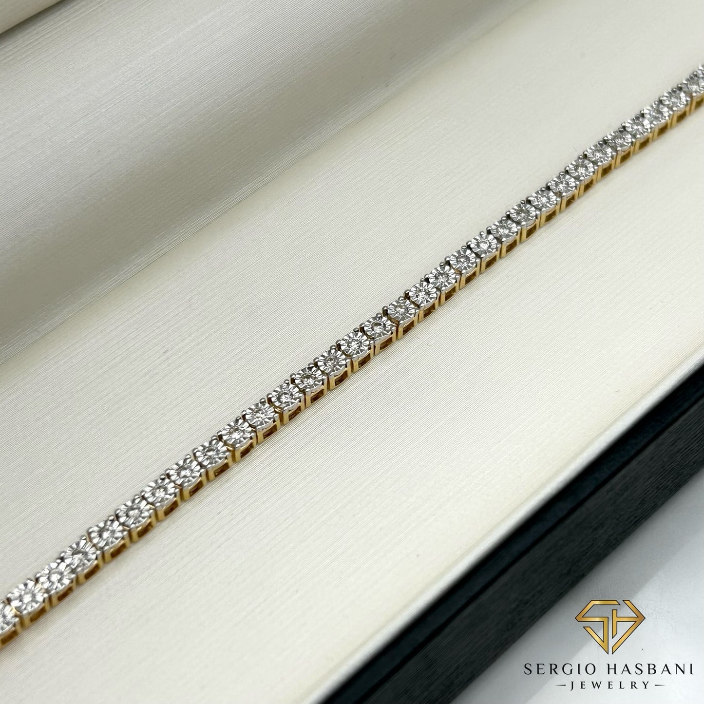 10K 2.6MM Illusion Diamond Tennis Bracelet