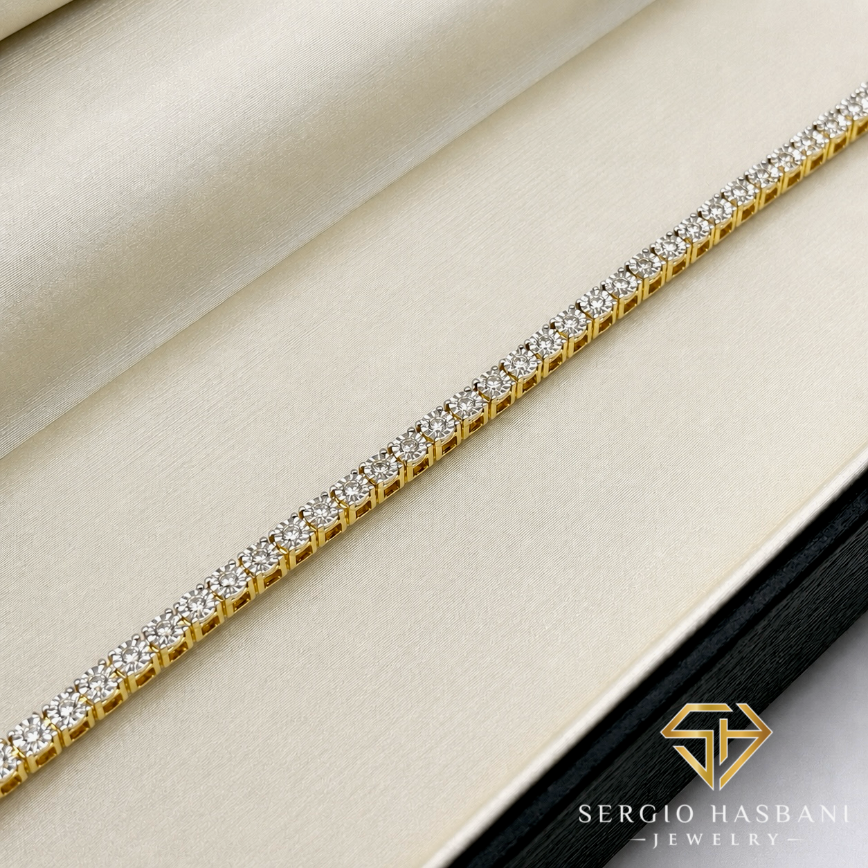 10K 2.6MM Illusion Diamond Tennis Bracelet
