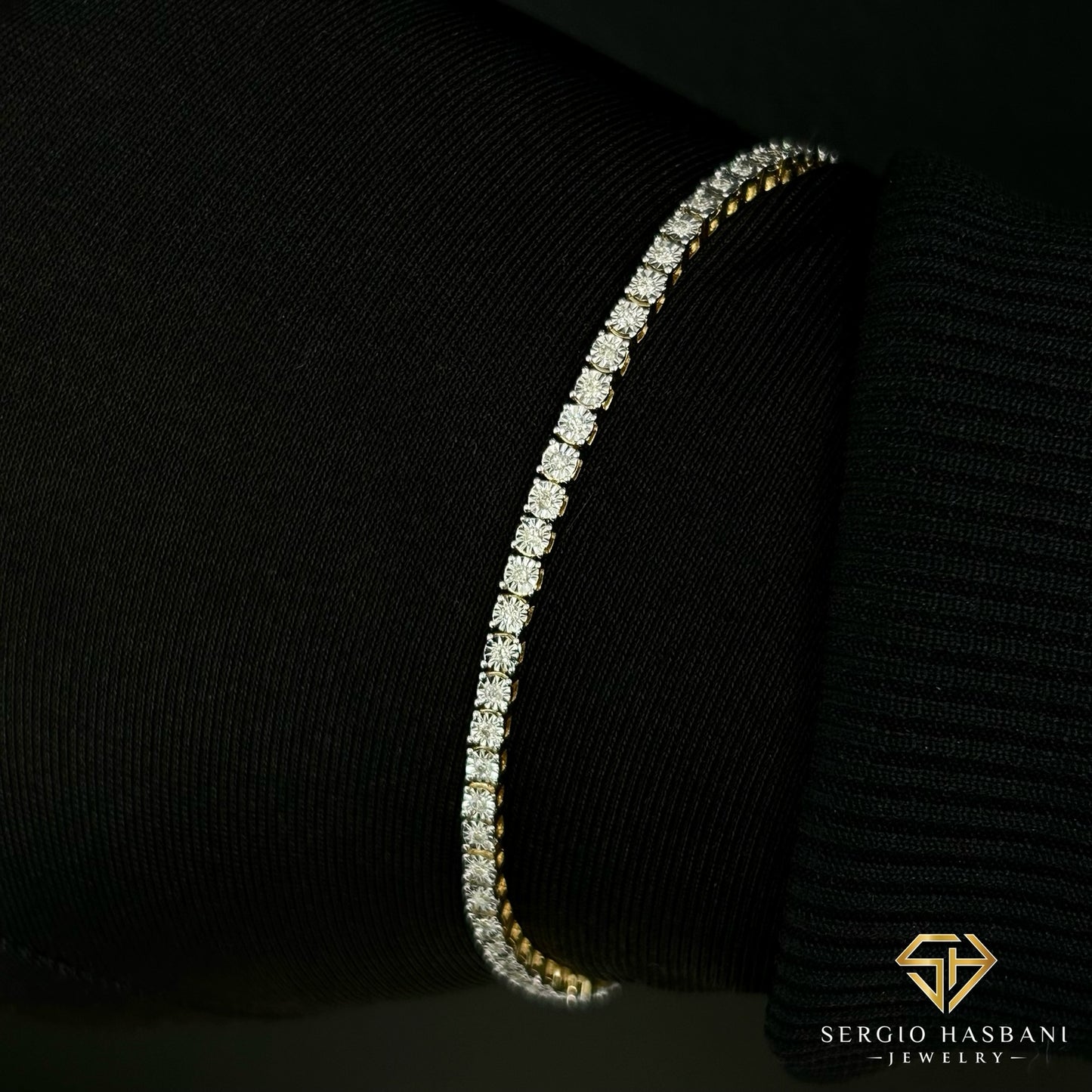 10K 2.6MM Illusion Diamond Tennis Bracelet