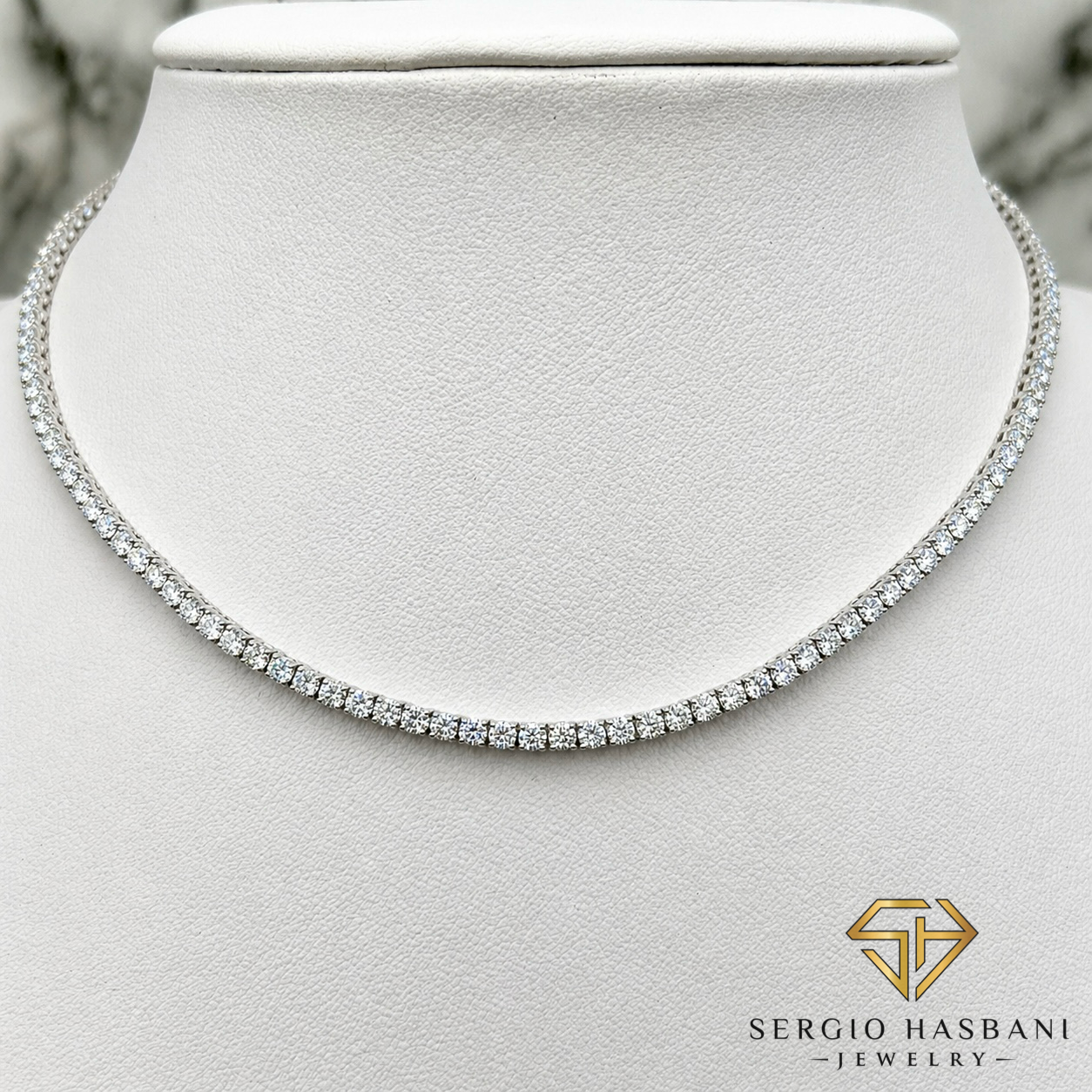 10K 2.9MM VVS Lab Diamond Tennis Choker Necklace