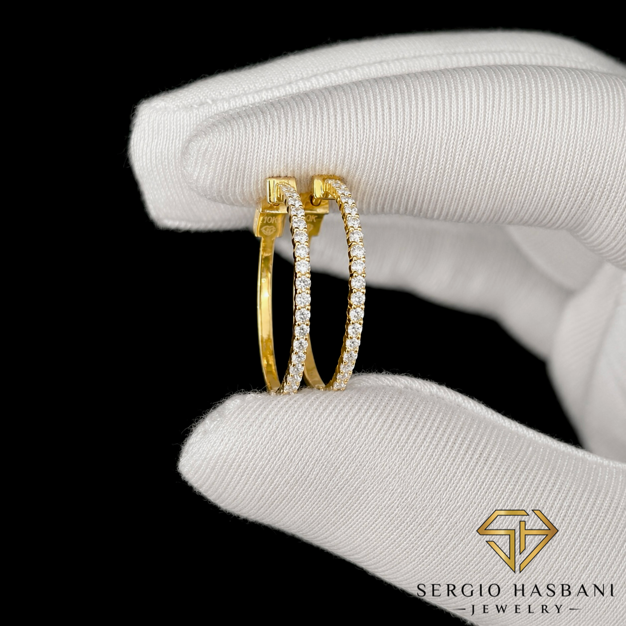10K 25MM VVS Lab Diamond HOOP Earrings