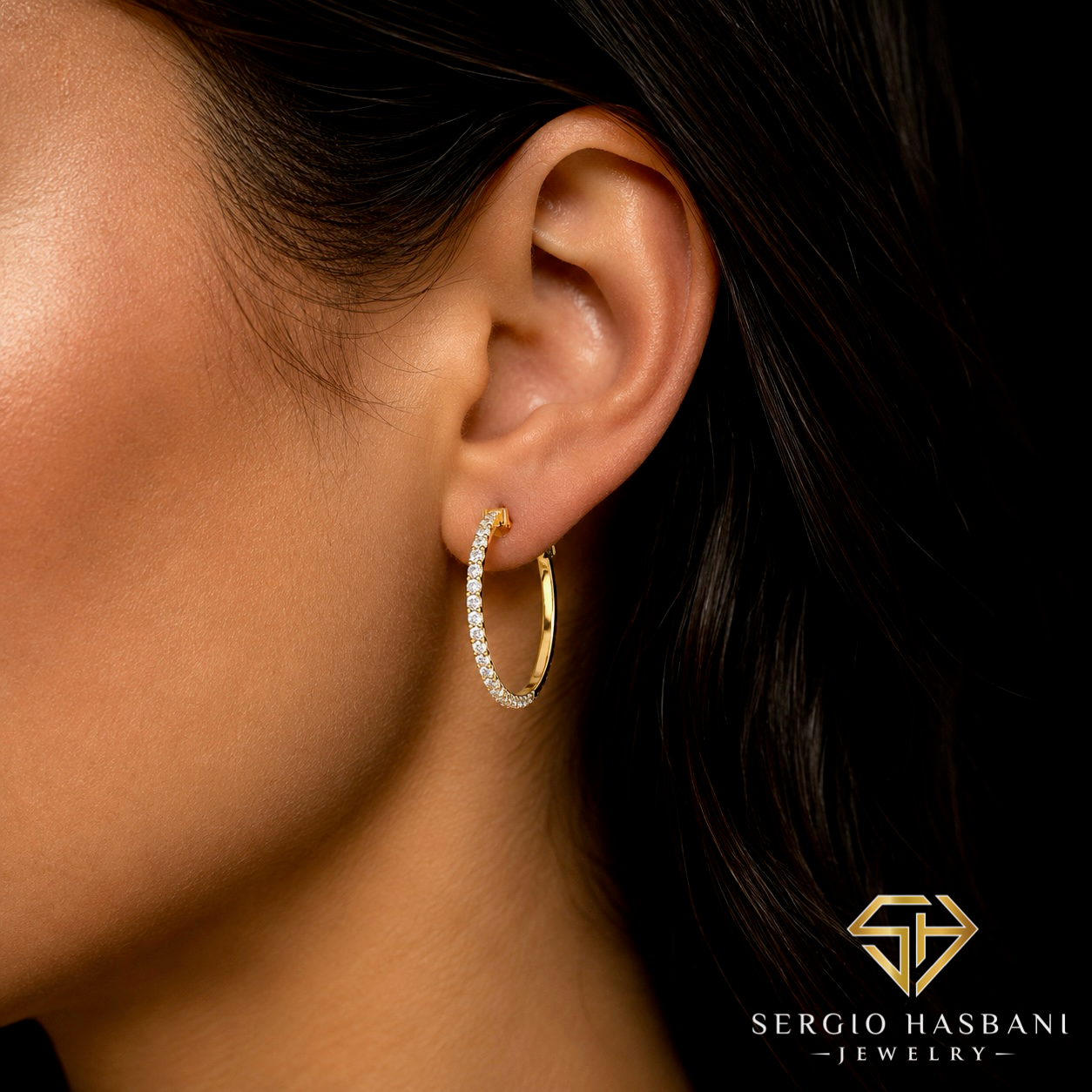 10K 25MM VVS Lab Diamond HOOP Earrings
