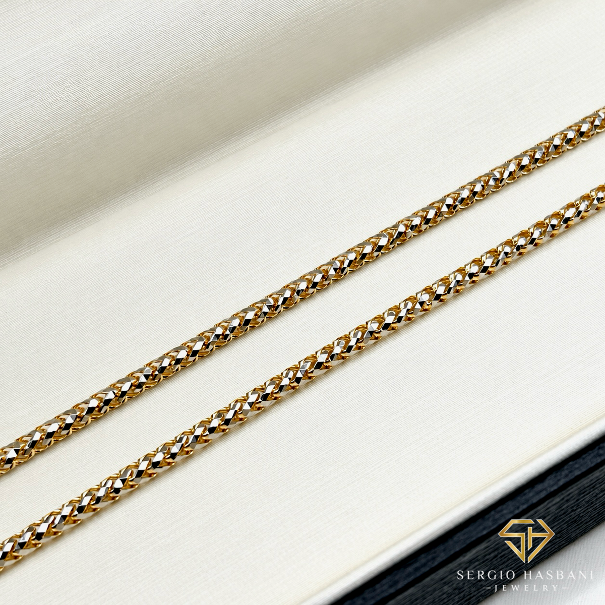 10K 2MM Solid 2tone DC Pineapple Chain