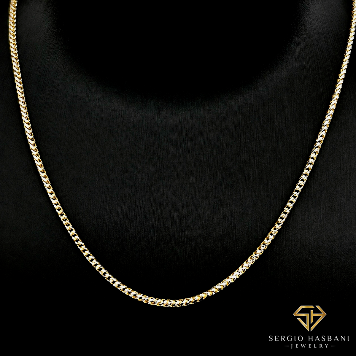 10K 2MM Solid 2tone DC Pineapple Chain