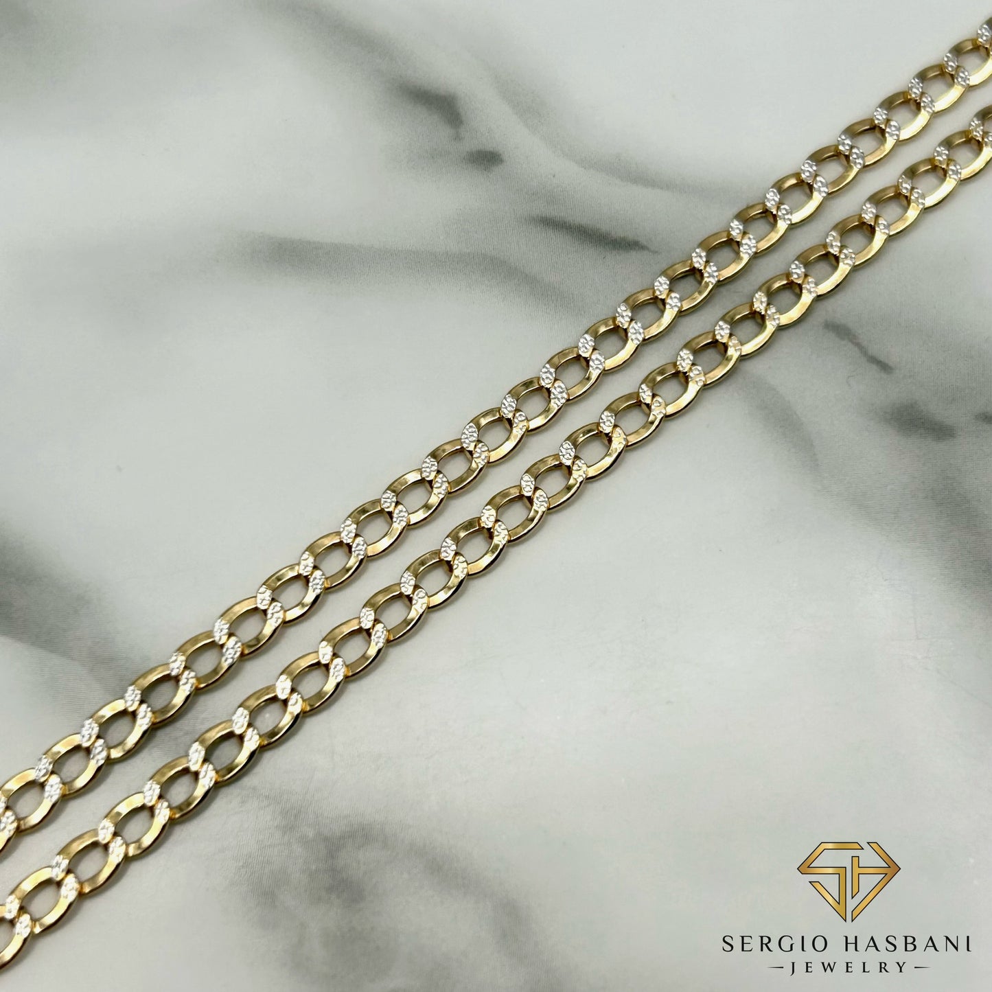 10K 3.5MM 2Tone DC Curb Chain