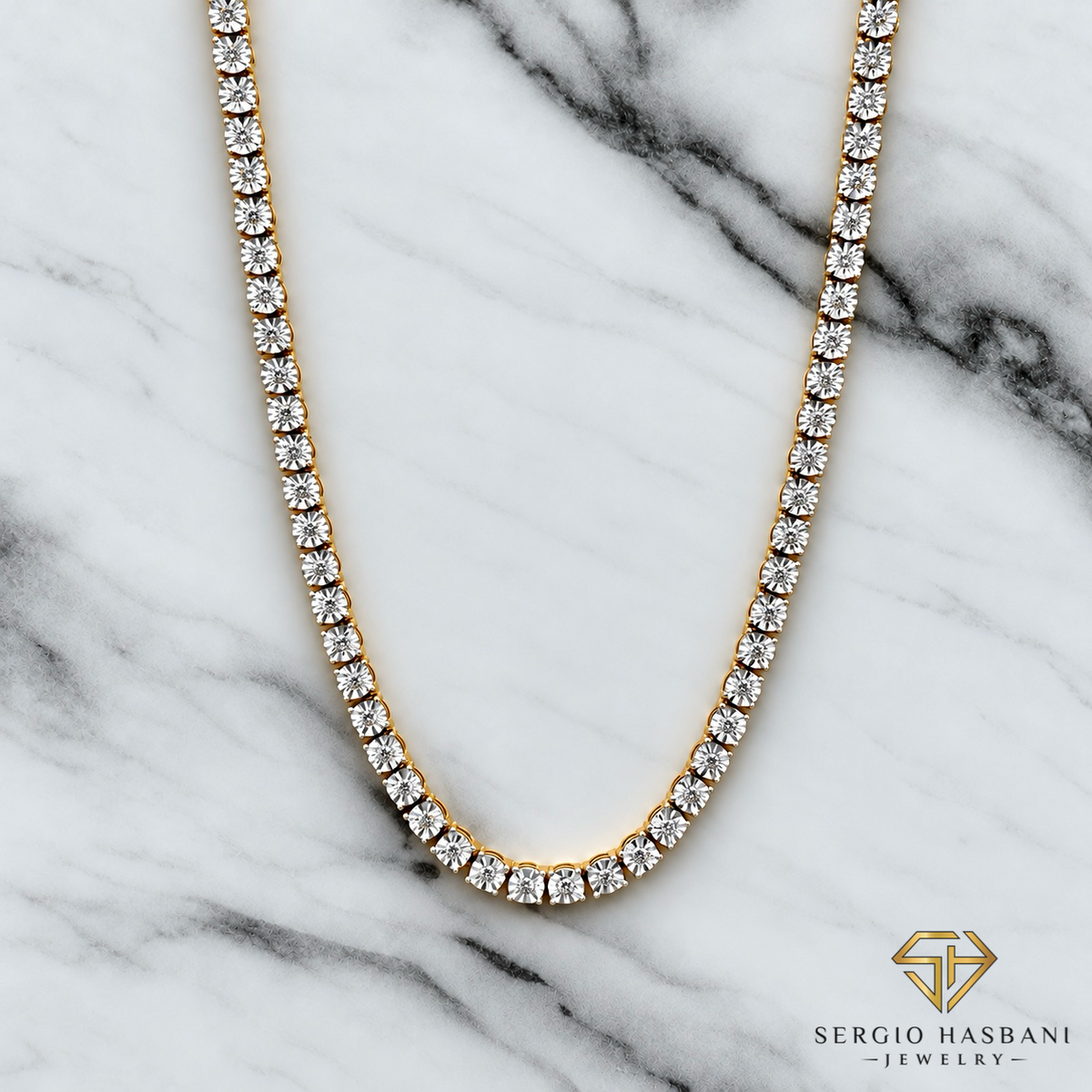 10K 3MM Illusion VVS Lab Diamond Tennis Chain