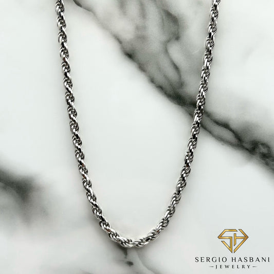 10K 3.2MM Solid Diamond Cut Rope Chain