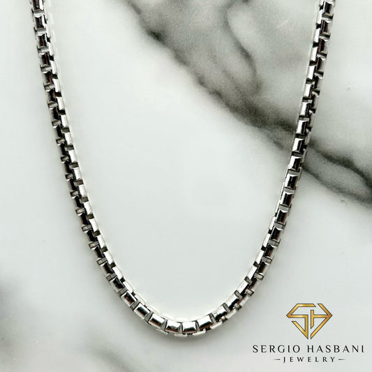 10K 3MM Solid White Venetian Box Chain