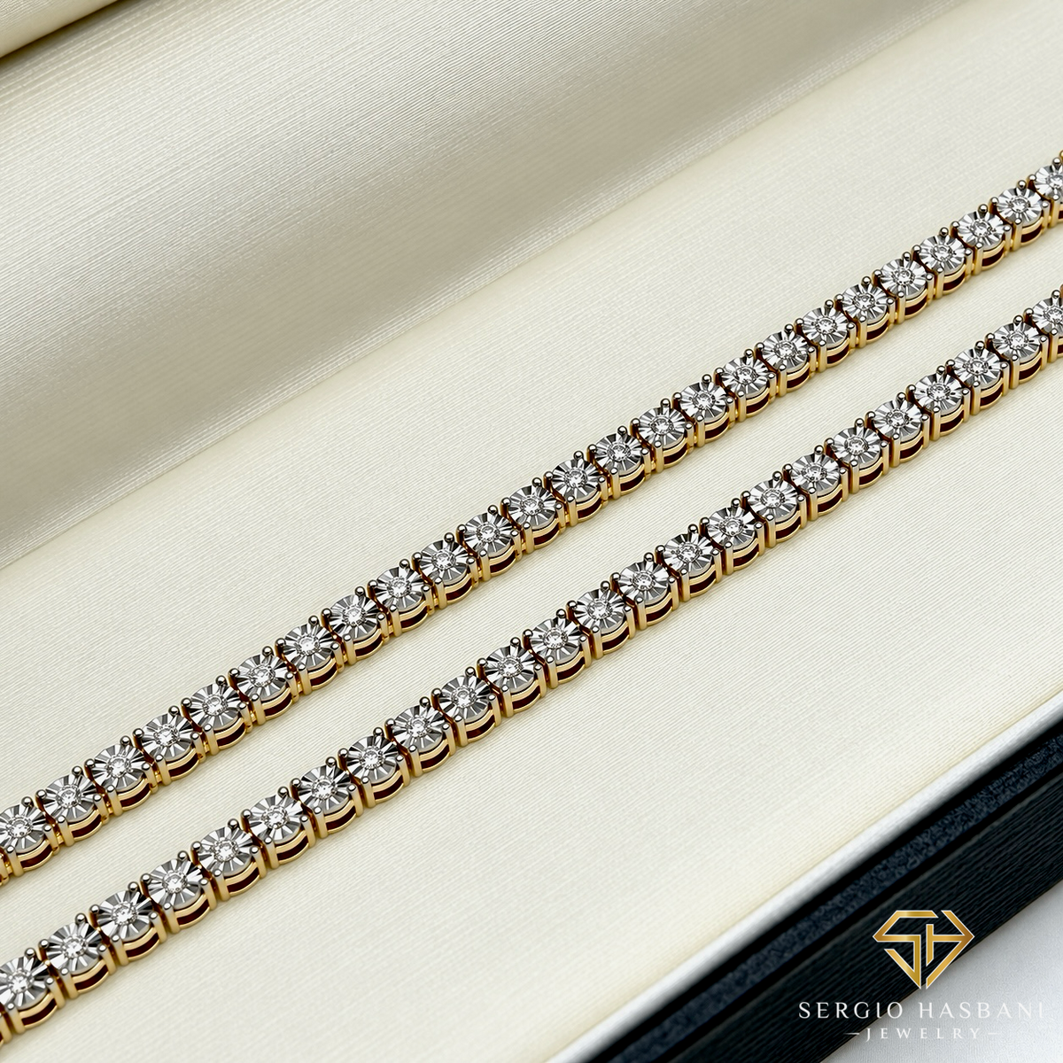 10K 3MM Illusion VVS Lab Diamond Tennis Chain