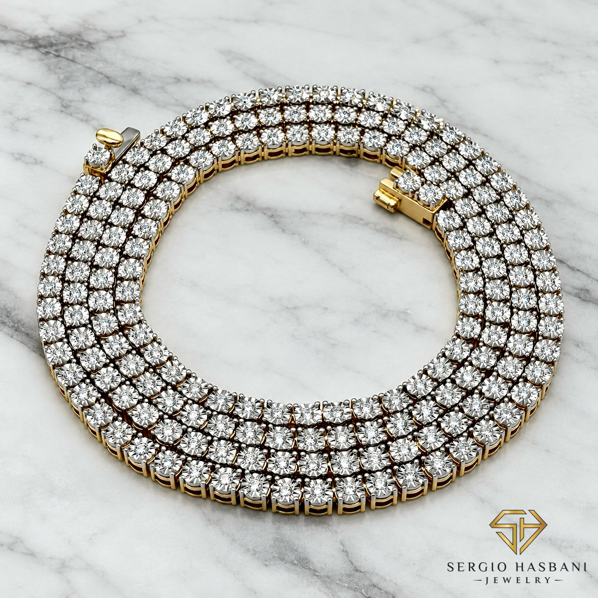10K 3MM Illusion VVS Lab Diamond Tennis Chain