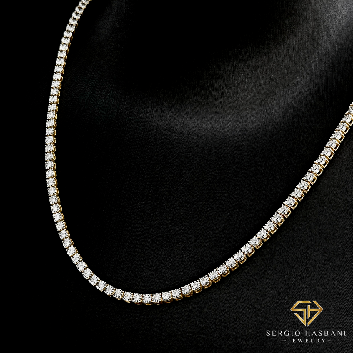 10K 3MM Illusion VVS Lab Diamond Tennis Chain