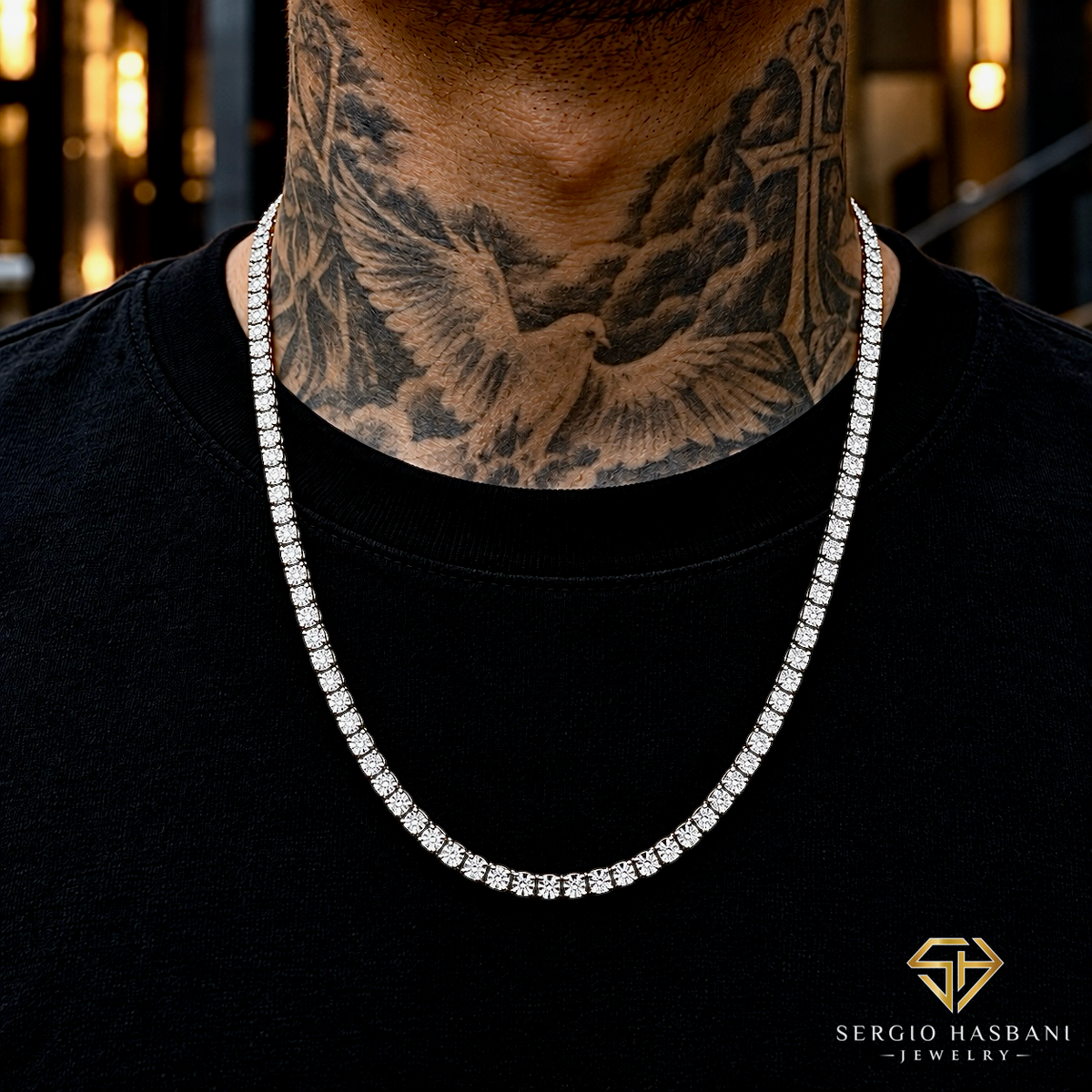 10K 3MM Illusion VVS Lab Diamond Tennis Chain