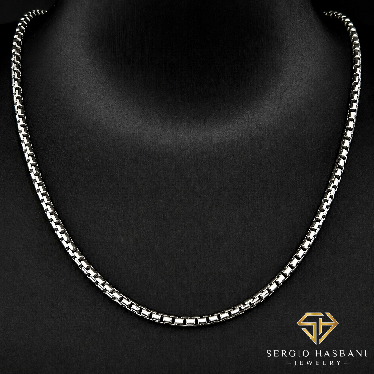 10K 3MM Solid White Venetian Box Chain