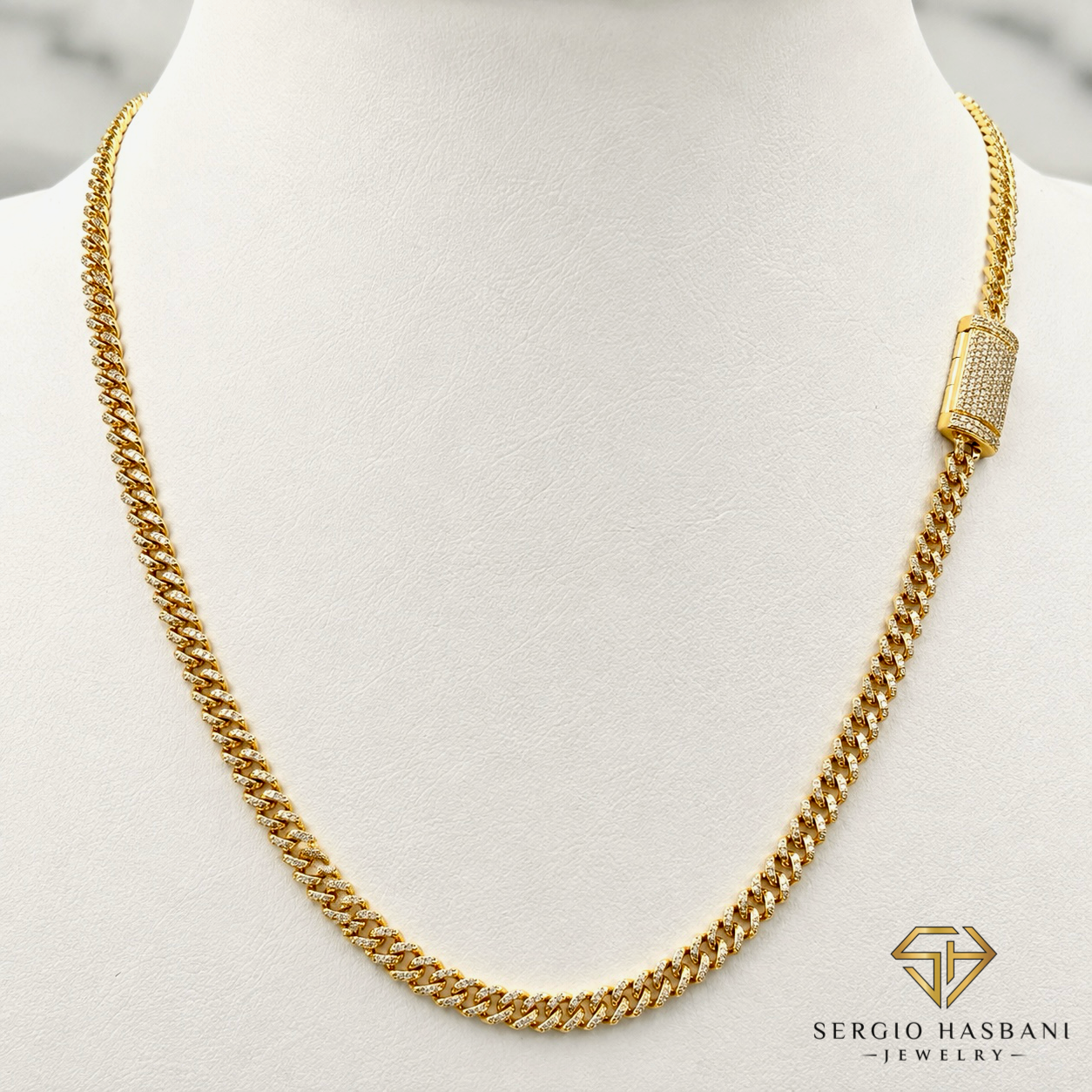 10K 4.5MM Diamond Cuban Link Chain