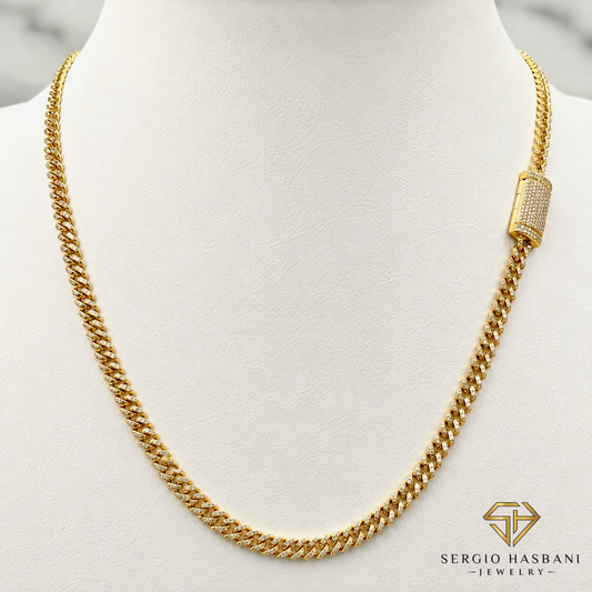 10K 4.5MM Diamond Cuban Link Chain