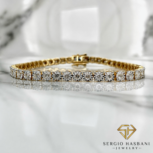 10K 4.5MM Illusion Diamond Tennis Bracelet