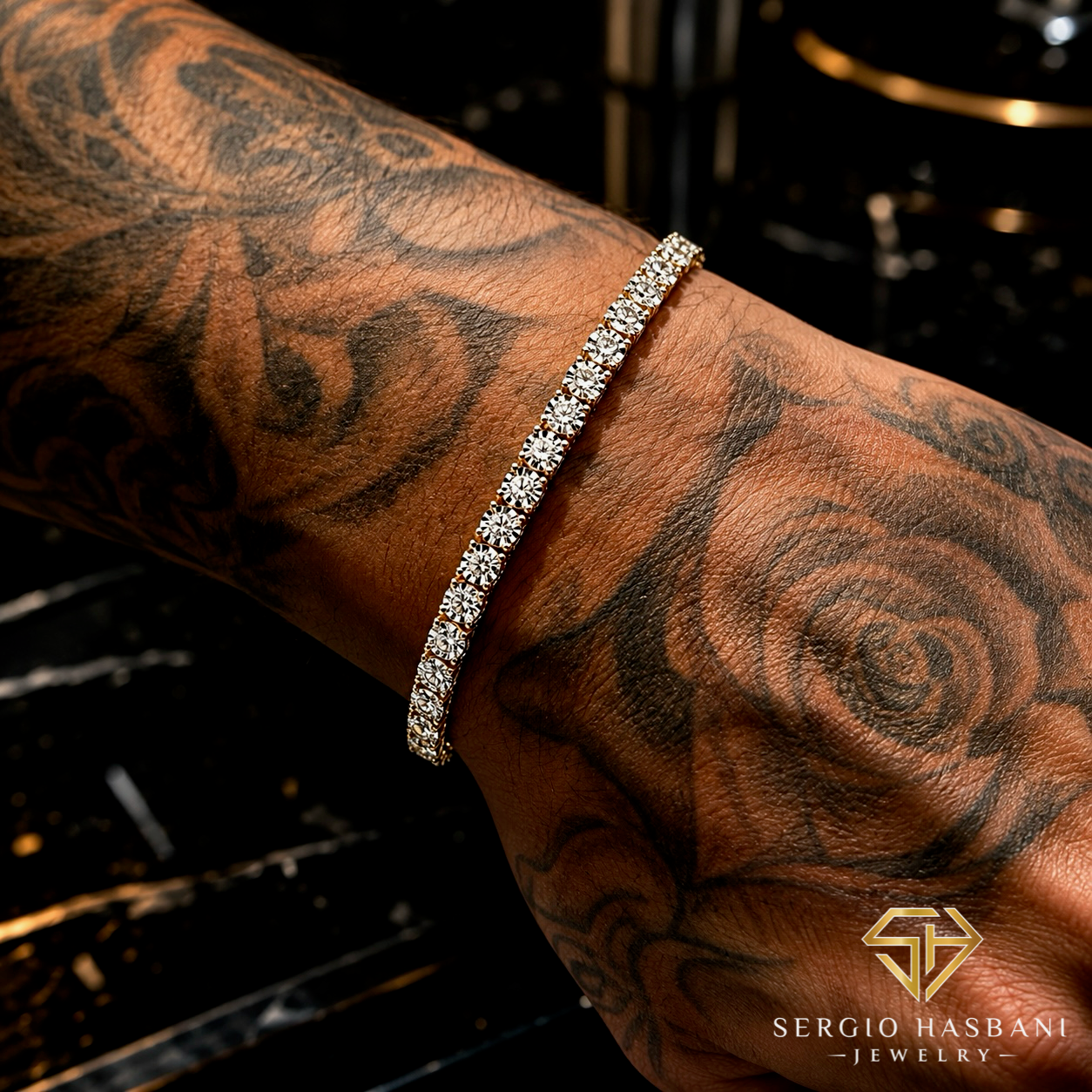 10K 4.5MM Illusion Diamond Tennis Bracelet