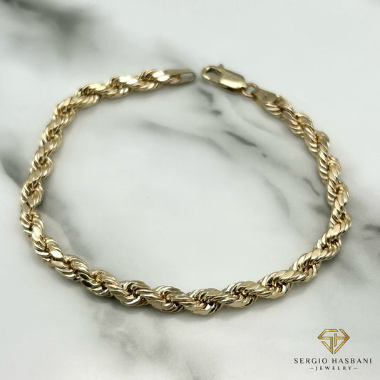 10K 4.75MM Diamond Cut Rope Bracelet