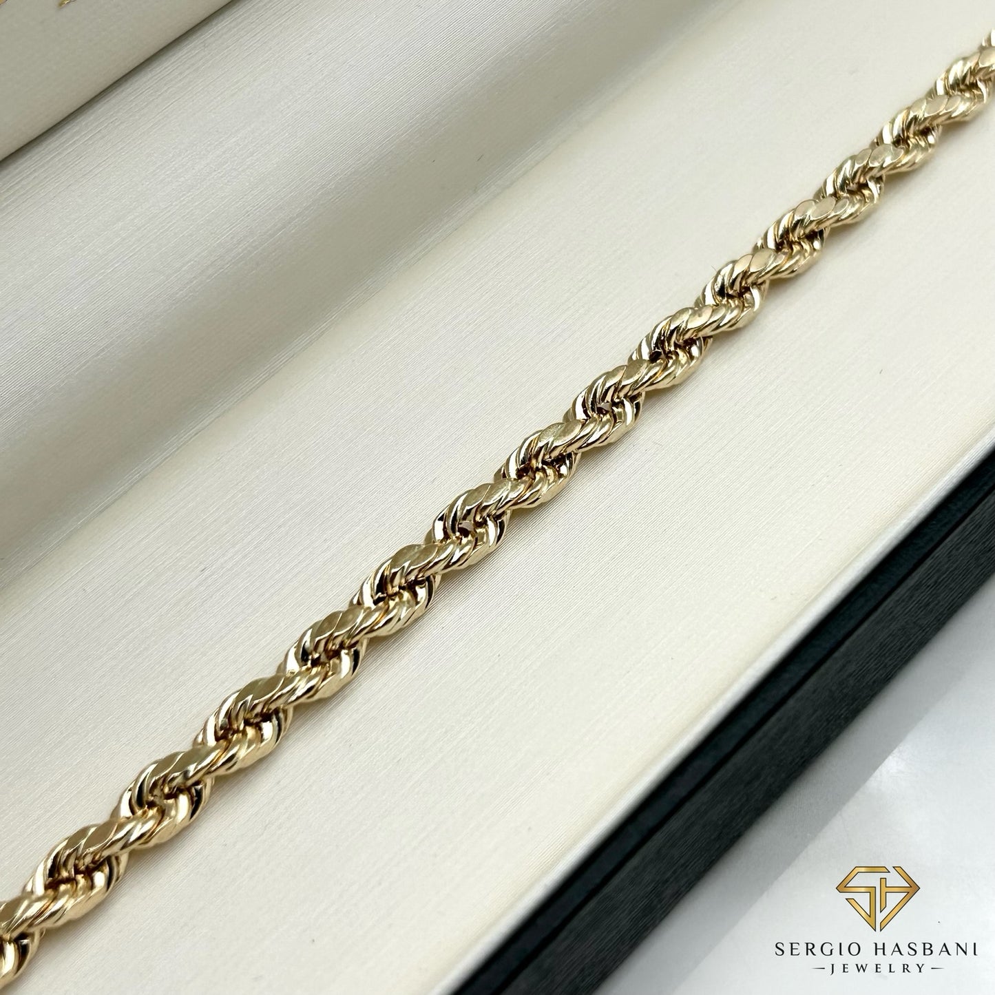 10K 4.75MM Diamond Cut Rope Bracelet