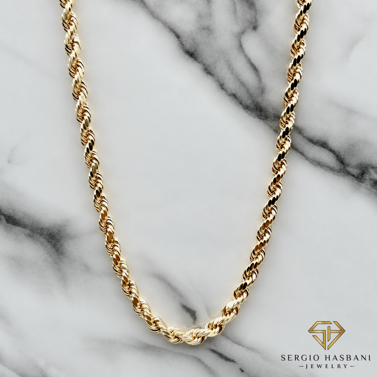 10K 4MM Diamond Cut Rope Chain