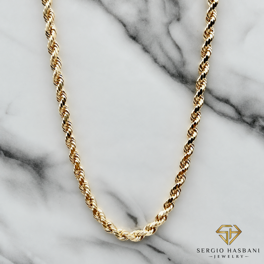 10K 4MM Diamond Cut Rope Chain