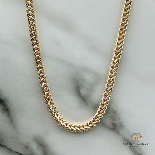 10K 4MM Franco 2Tone Diamond Cut Chain