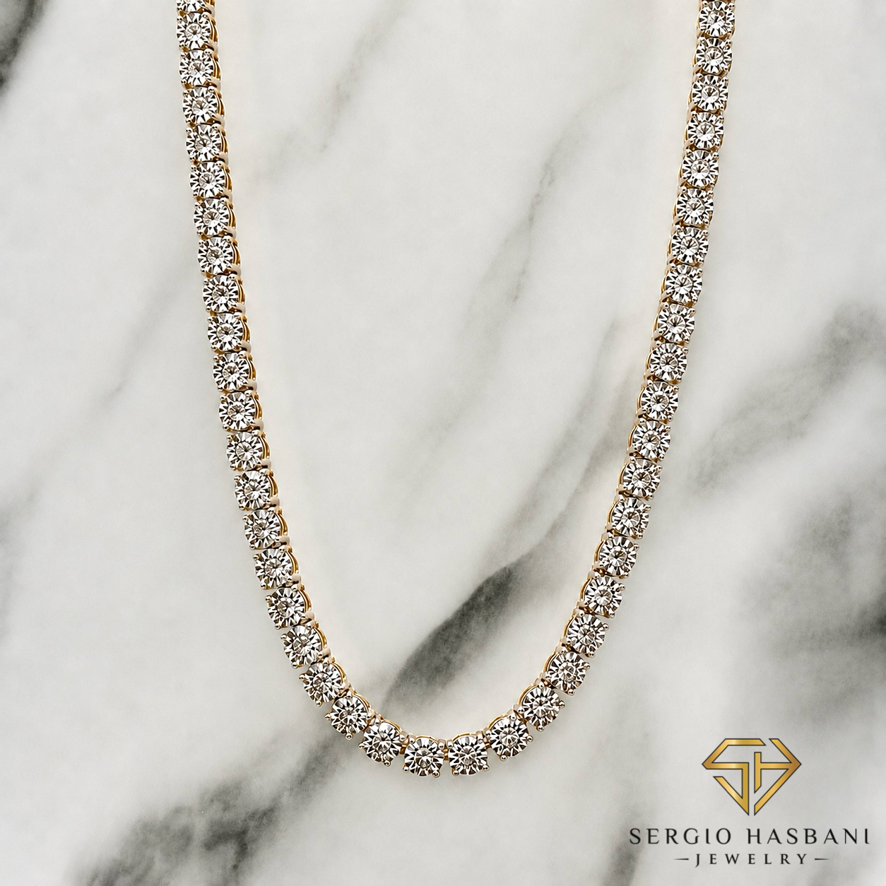 10K 4MM Illusion Diamond Tennis Chain