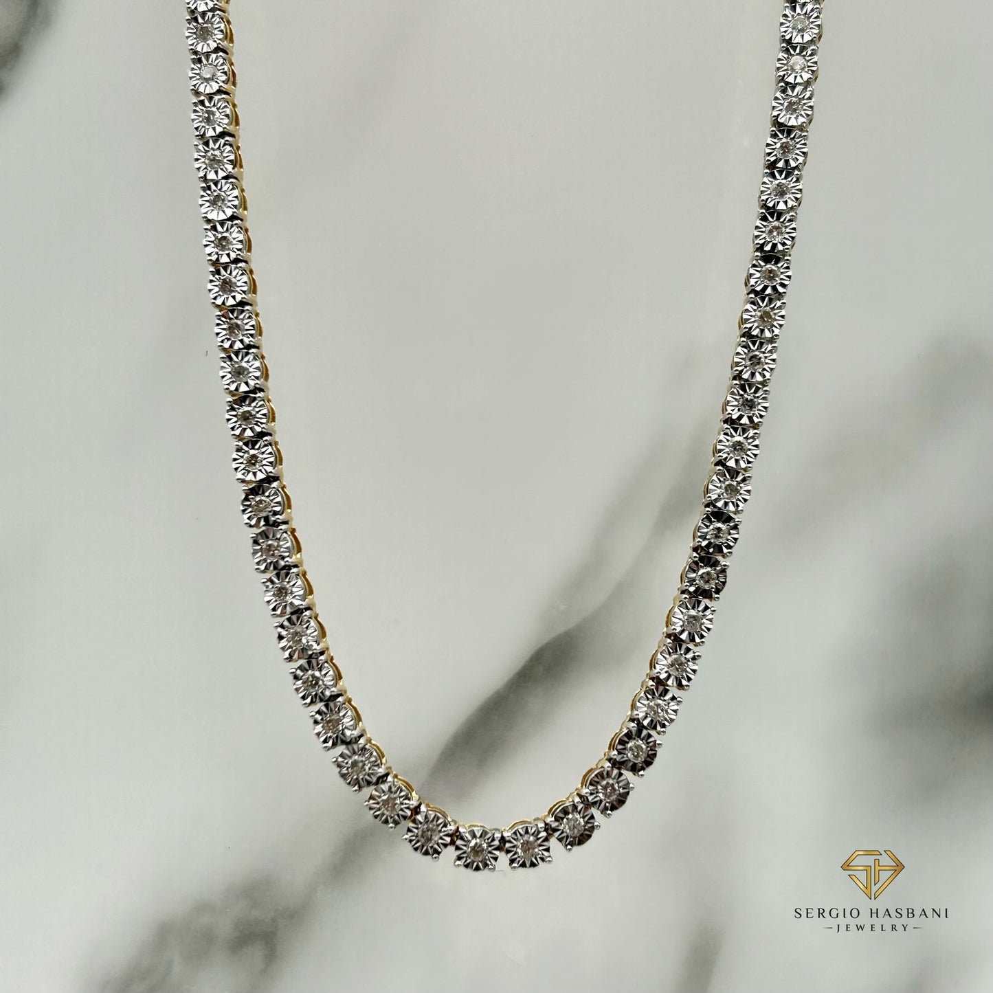 10K 4MM Illusion Diamond Tennis Chain