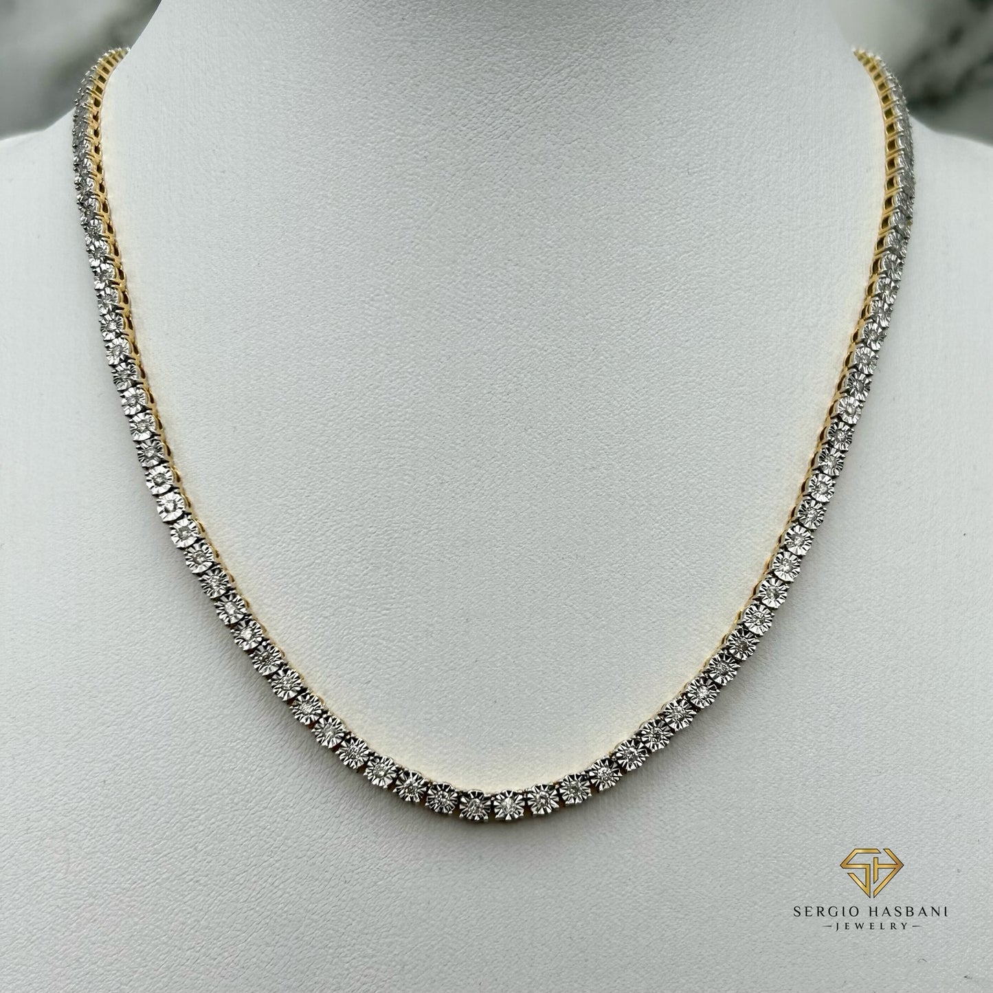 10K 4MM Illusion Diamond Tennis Chain