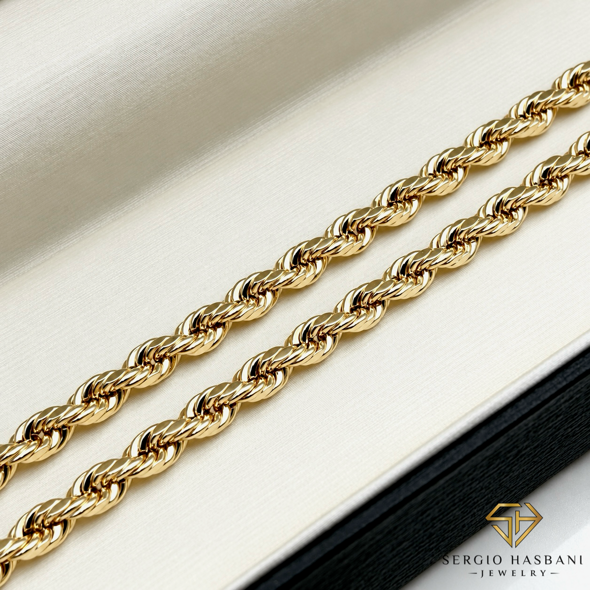 10K 4MM Diamond Cut Rope Chain