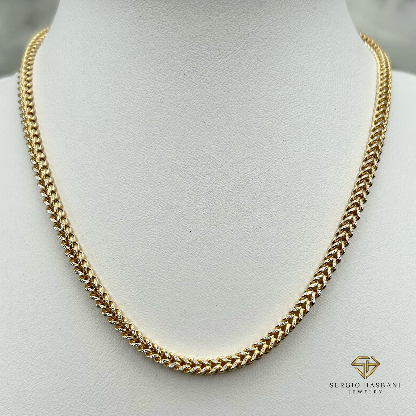 10K 4MM Franco 2Tone Diamond Cut Chain