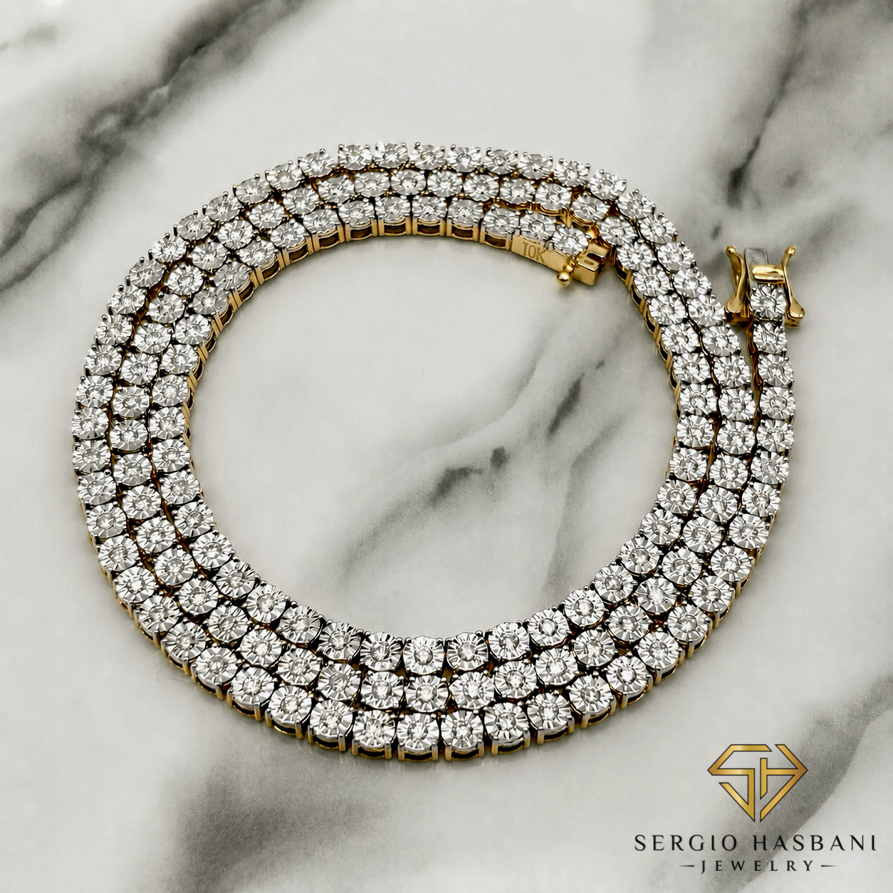 10K 4MM Illusion Diamond Tennis Chain