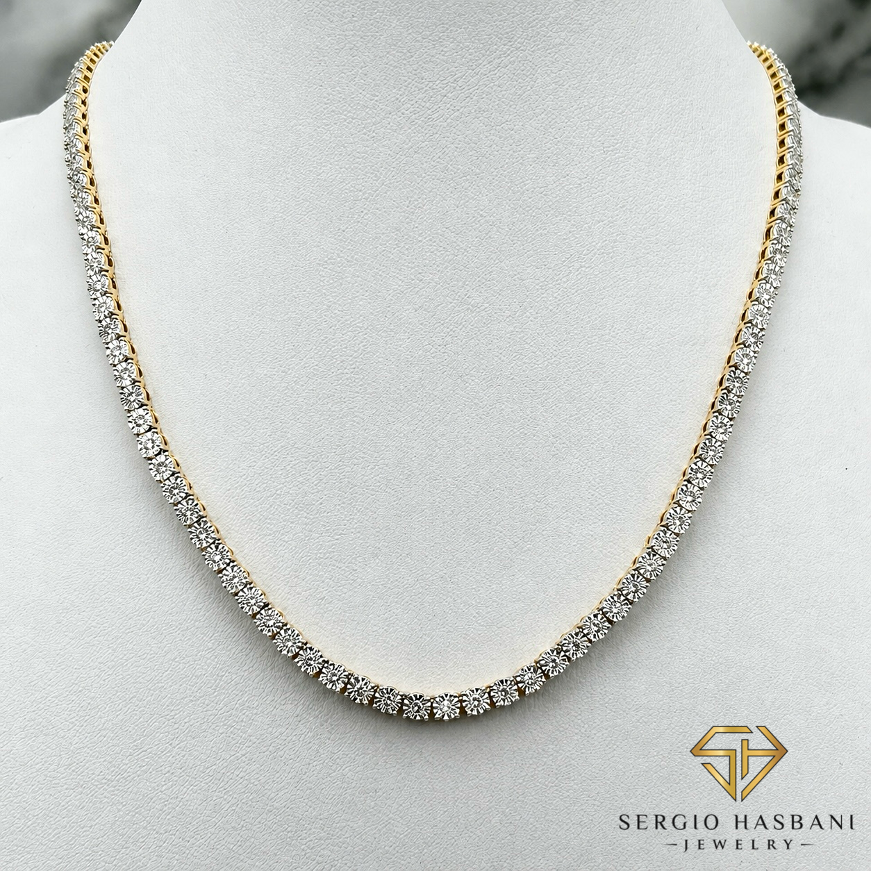 10K 4MM Illusion Diamond Tennis Chain