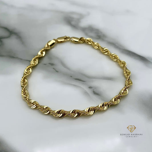 10K 4.5MM Laser Cut ROPE Bracelet