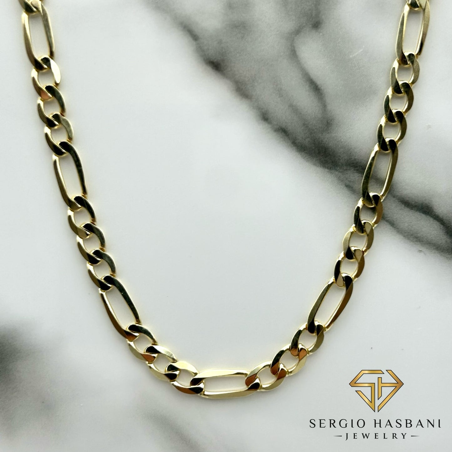 10K 5MM Solid Figaro Chain