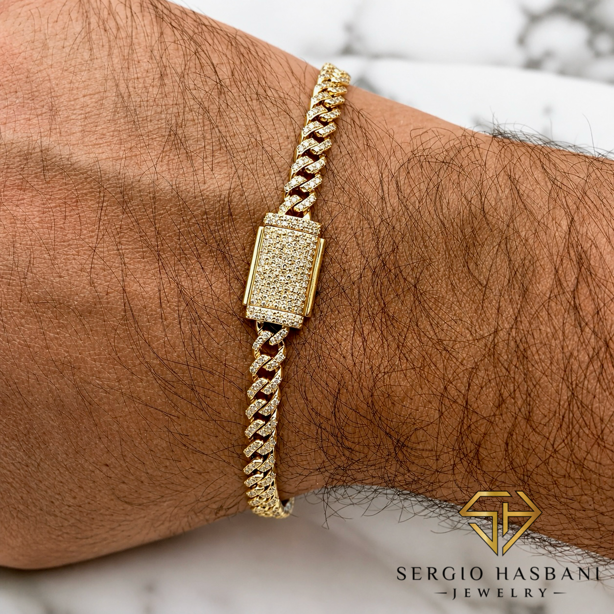 10K 5MM Diamond Baby Cuban Bracelet