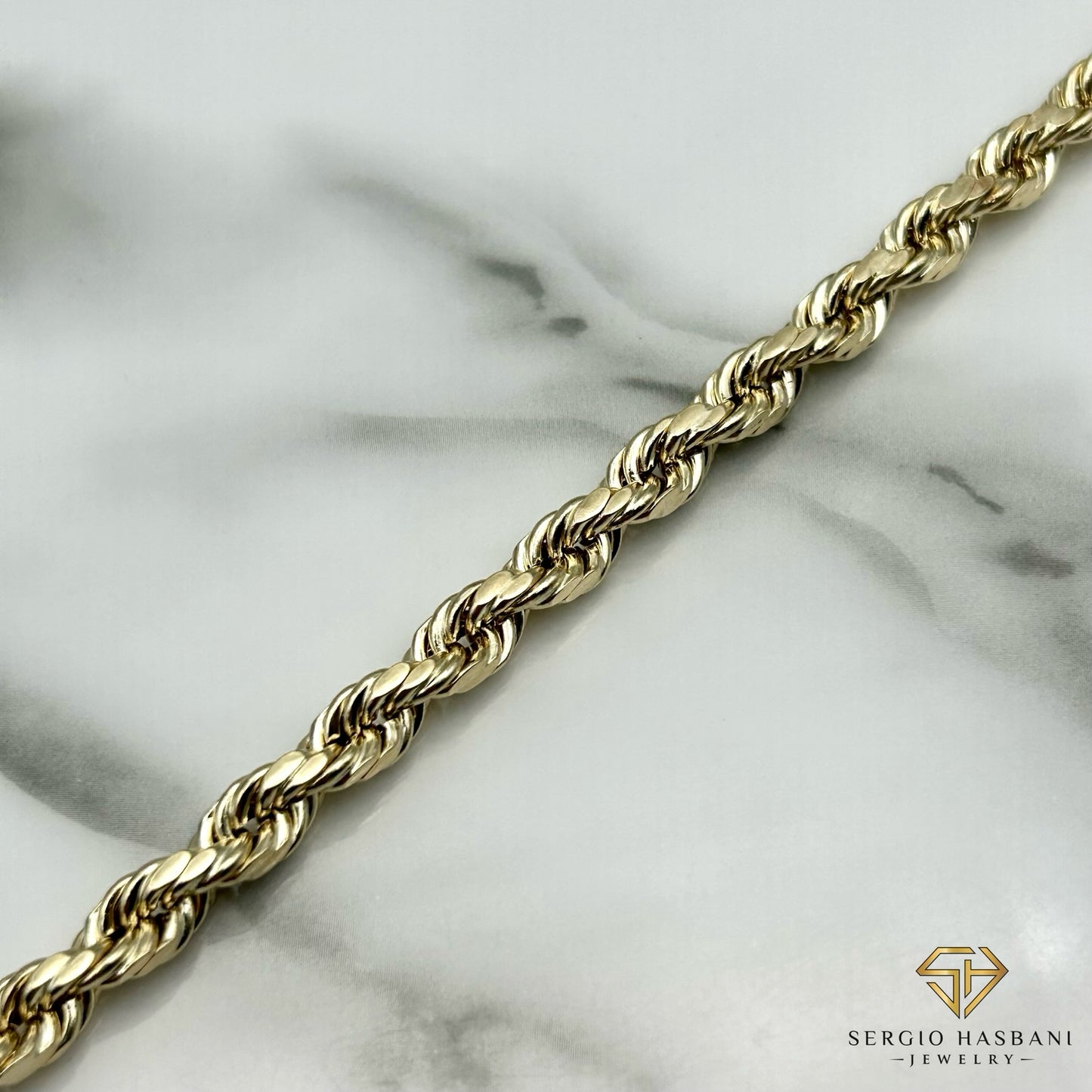 10K 5MM Diamond Cut ROPE Bracelet
