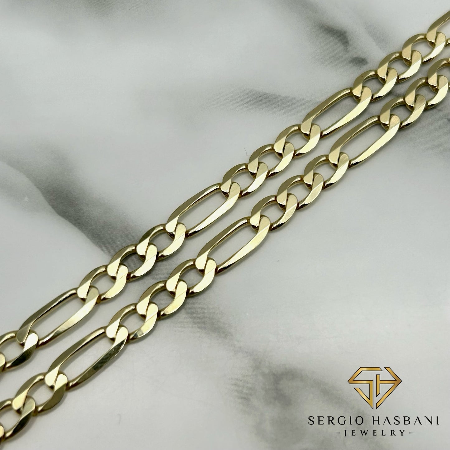 10K 5MM Solid Figaro Chain